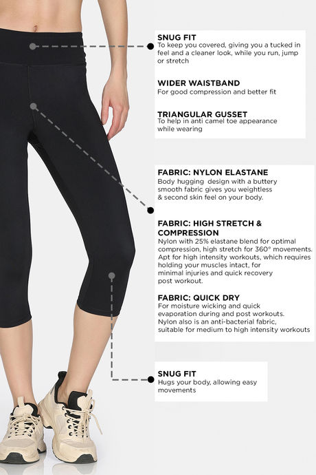 Zelocity Quick Dry 3/4Th Training Leggings- Jet Black — image 8